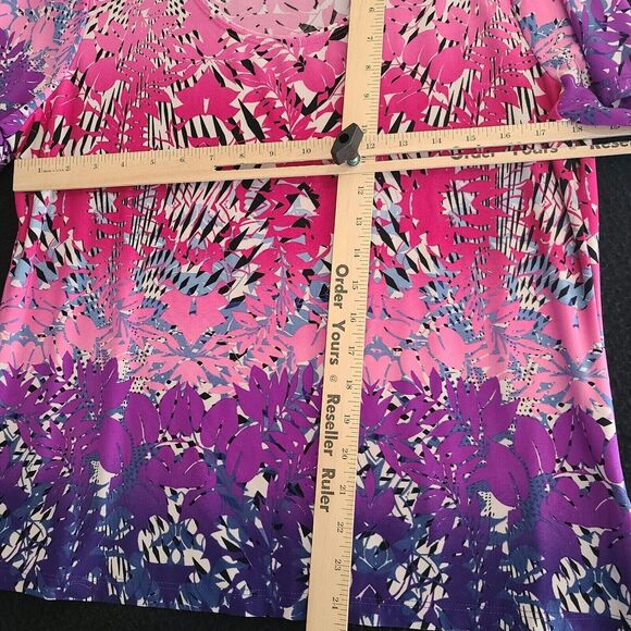 Investments Womens Blouse Multi-Color Size Large Polyester Blend Stretch - Picture 3 of 12